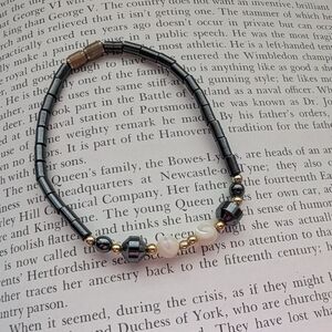 Vintage Hematite Black and Gold Beaded Bracelet